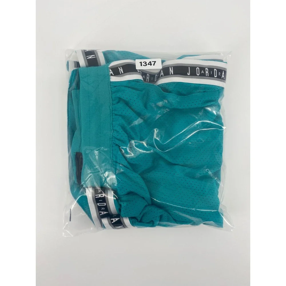 Jordan Basketball Shorts Large Teal Excellent Mesh Jumpman Tape Logo Sporty